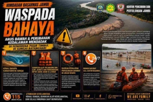 Basarnas Jambi Ingatkan Bahaya Arus Bawah dan Perubahan Kedalaman di Pasir Timbul Sungai Batanghari